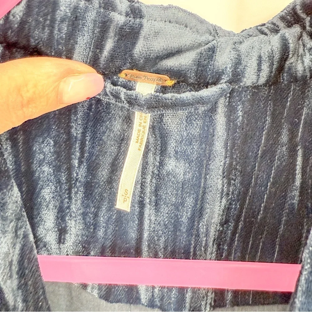Free People Blue Blazer with Relaxed Fit and Open Front